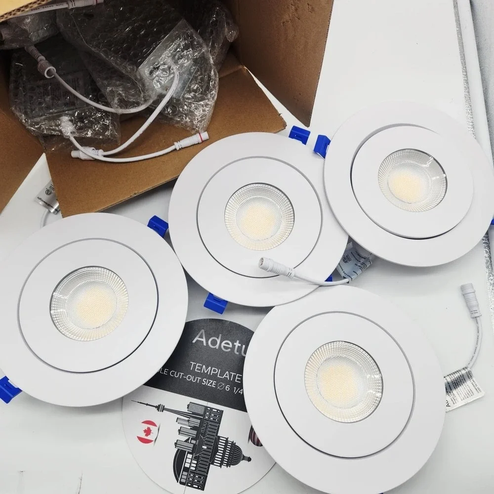 Adetu 6 Inch‎ LED Recessed Gimbal Lights 4 Pack 5CCT Adjustable Dimmable 1700LM